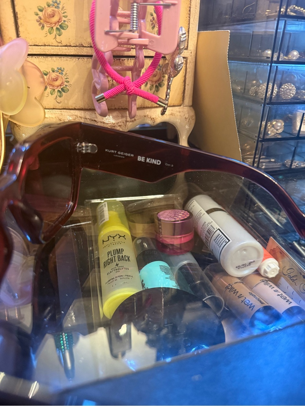 Kurt Geiger Purple Translucent Square Sunglasses - Picture 7 of 8